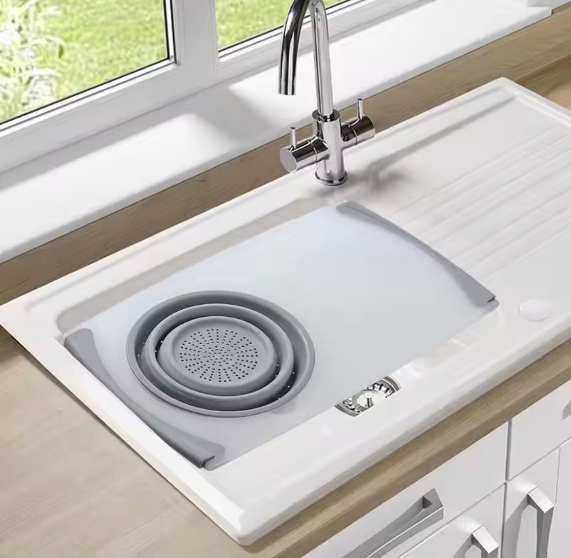 MultiFunctional Cutting Board With Sink Drain Basket, Over The Sink Cutting Board With Strainer, Vegetable Fruit Cutting Board MultiFunctional Cutting Board With Sink Drain Basket, Over The Sink Cutting Board With Strainer, Vegetable Fruit Cutting Board